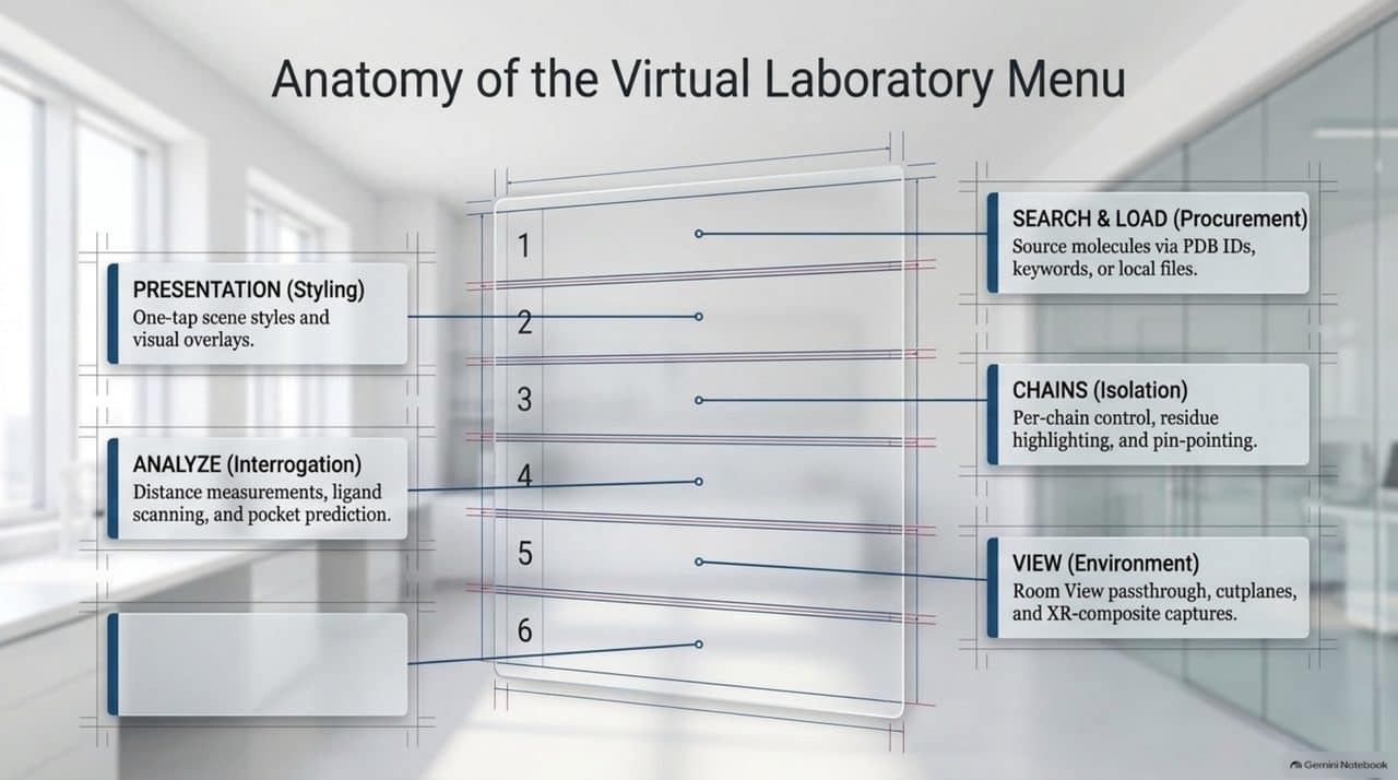 Anatomy of the NexoPeek virtual laboratory menu